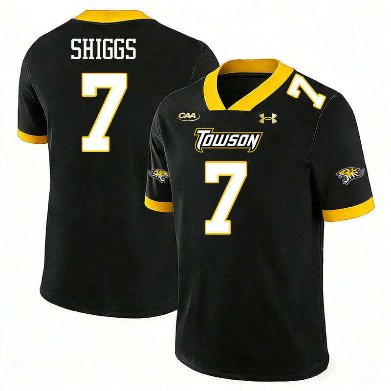 Towson Tigers #7 Jasin Shiggs College Football Jerseys,Uniforms-Black